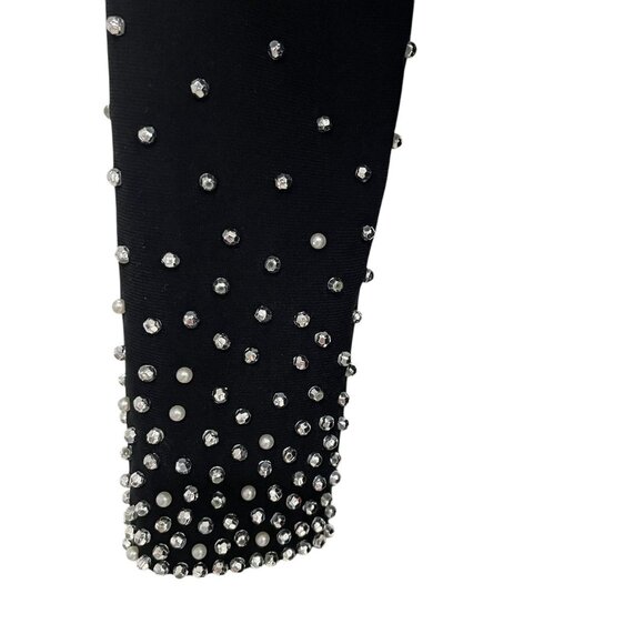 Blk Maxi Dress Rhinestone Cuff Sleeves Belted Elegant Formal Long Sleeve Glam S - Picture 7 of 10